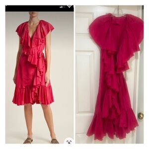 loup charmant‎ deep pink silk wrap dress. Size XS